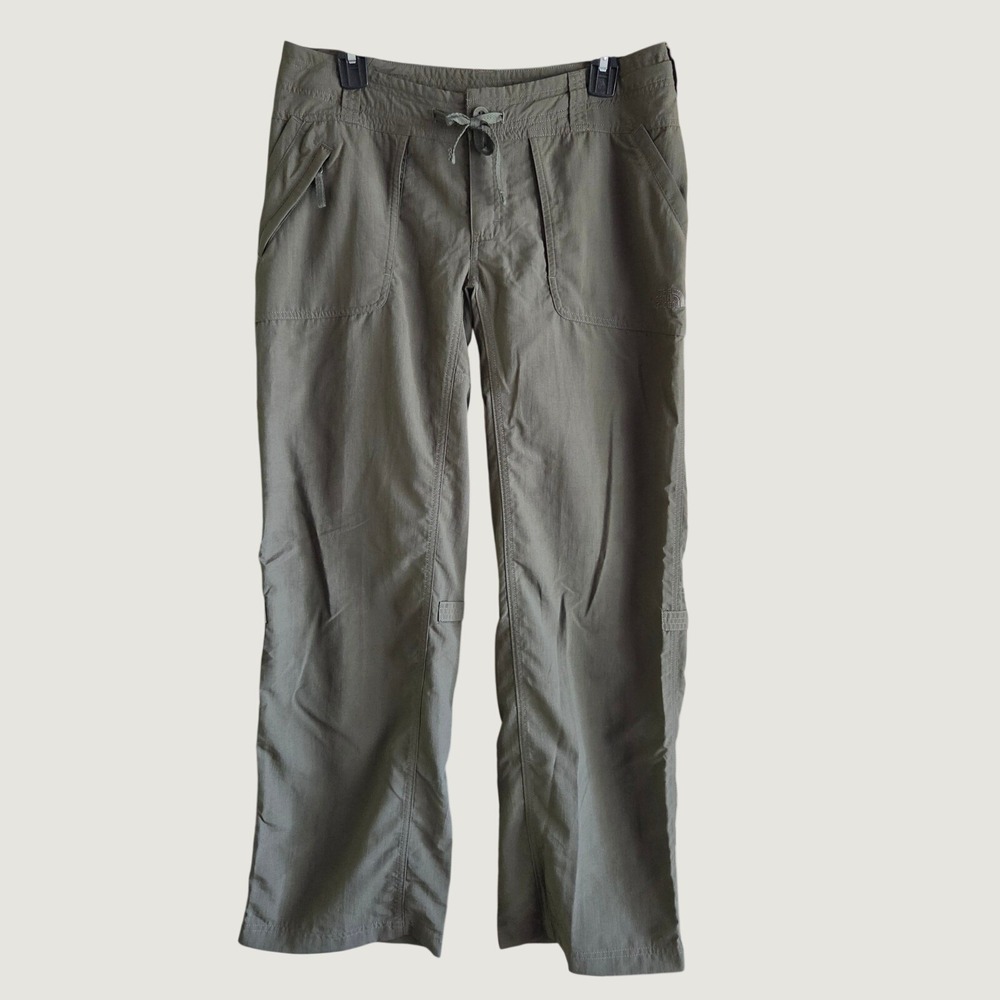 The North Face Womens Olive Green Ripstop Hiking Cargo Pants Straight Leg Sz 8 - Picture 3 of 14